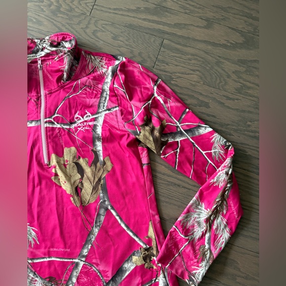 Realtree Women's 1/4 Zip Pullover Shirt Camo Thumbholes Long Sleeve Pink Size XL - Picture 5 of 16